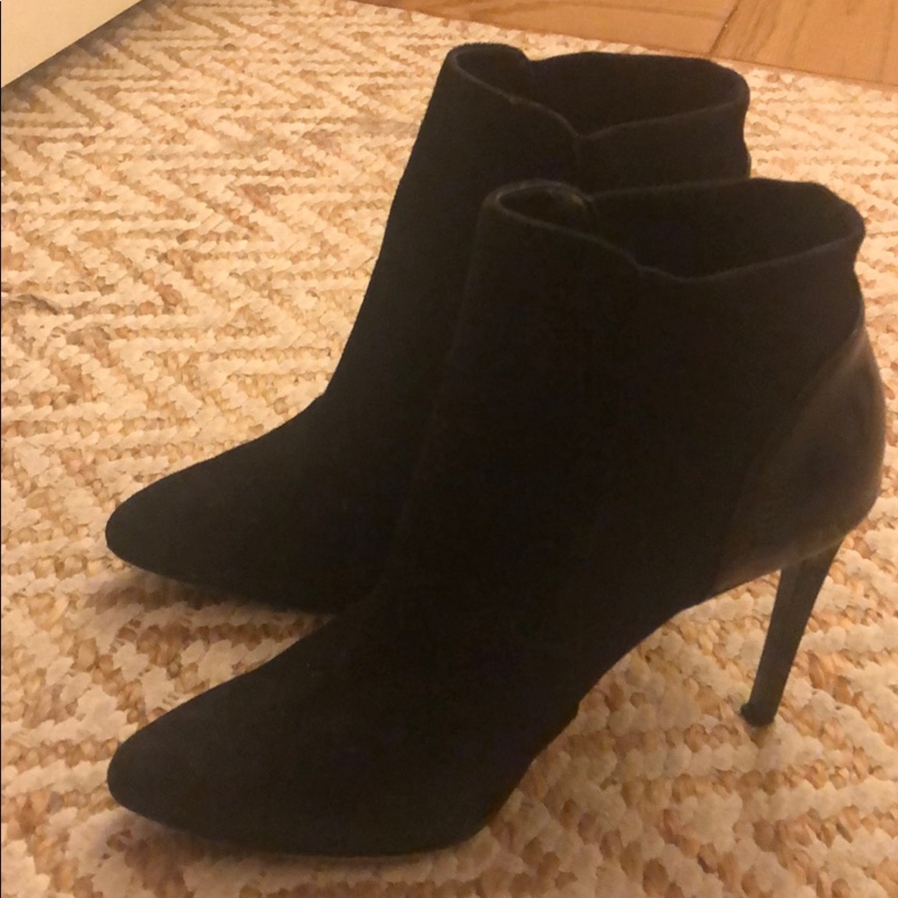 Black suede high heel booties